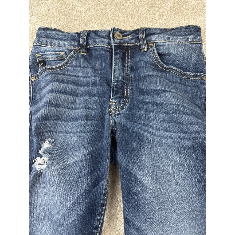 KanCan Distressed Skinny  Blue Jeans Frayed Knee Blowout Detail Size 24